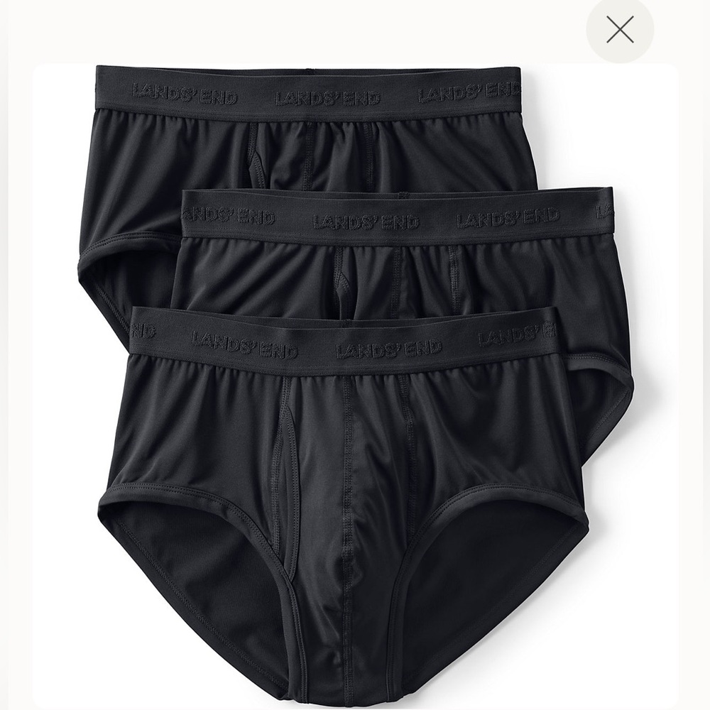 Lands End Mens Flex Performance Brief Pack 3 Black Size Large NWT NEW